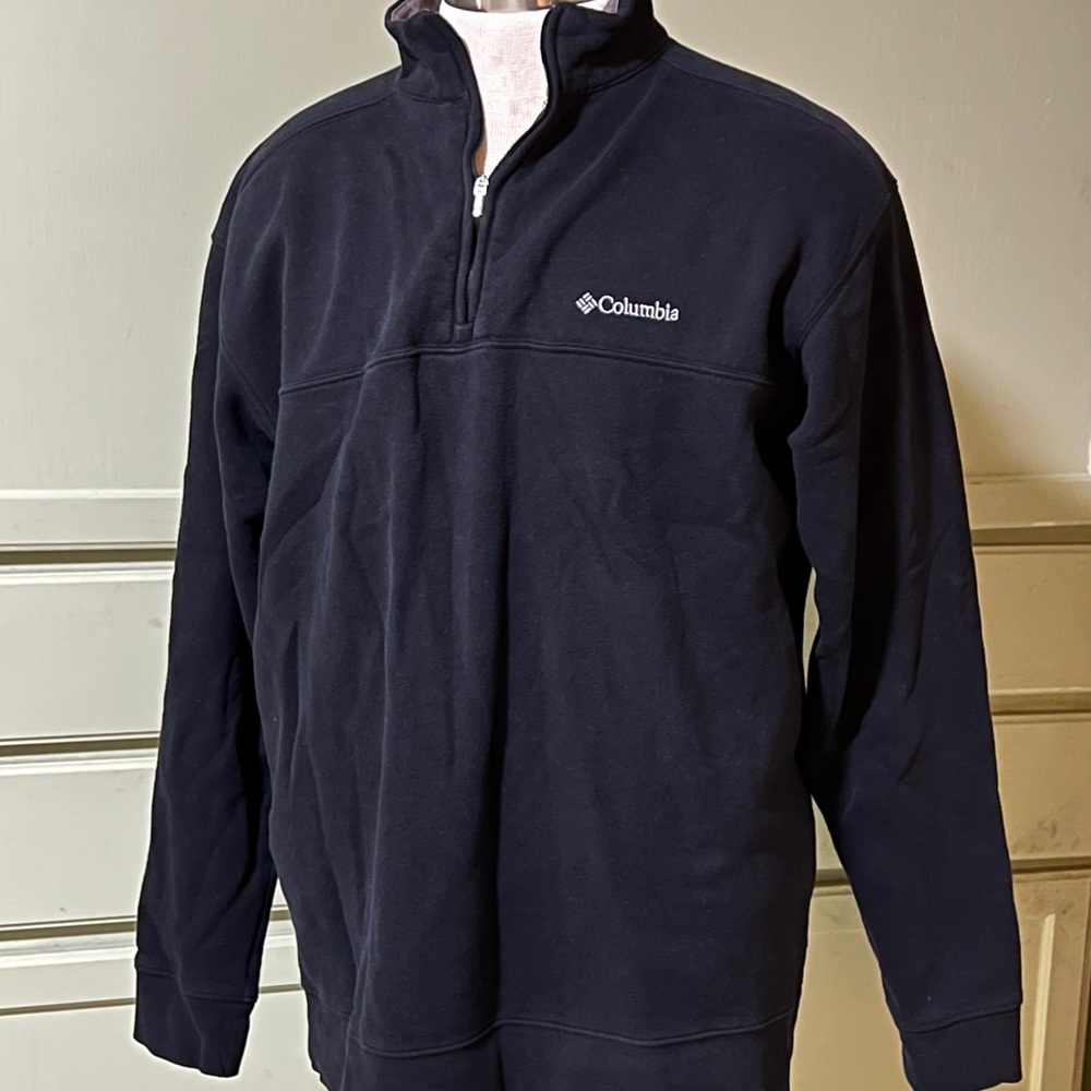 COLUMBIA 1/4 Zip Pullover Sweatshirt Men's Size Large L Black Knit
